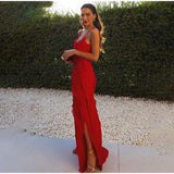 Zdenka | Elegantna dolga obleka z volančki