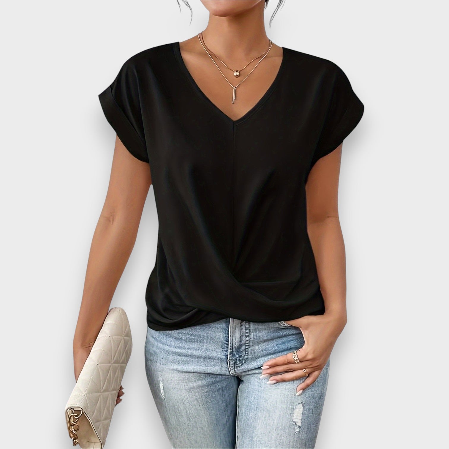 Gigi™ – Elegantna top s vozlom in V-izrezom