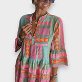Jade | Boho stopničasta obleka s širokim krojem