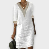 Urška | Elegant Cotton Linen Summer Dress with Timeless Charm