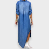 Evlina | Dolga jeans obleka s stranskimi razporki